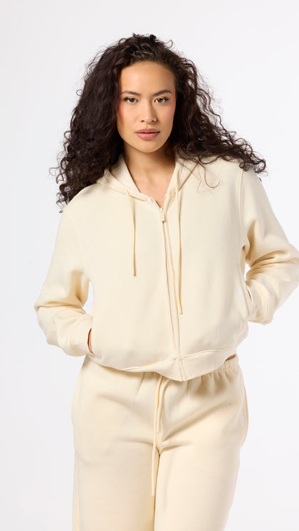 Relaxed Fleece Cropped Zip-Up